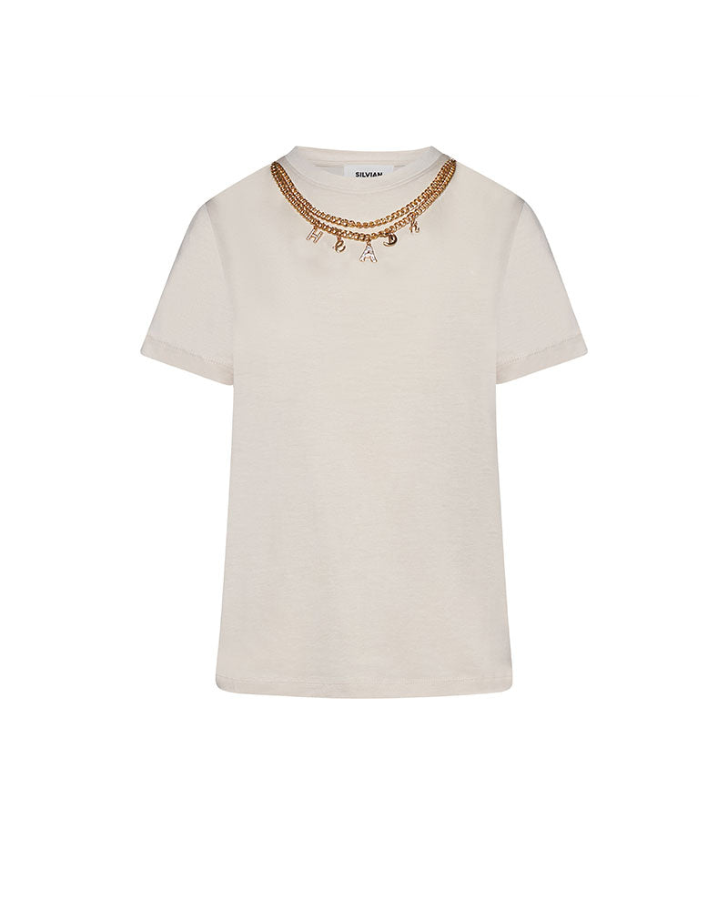 Silvian Heach T-Shirt con Dettaglio Gioiello da Donna Colore Bianco