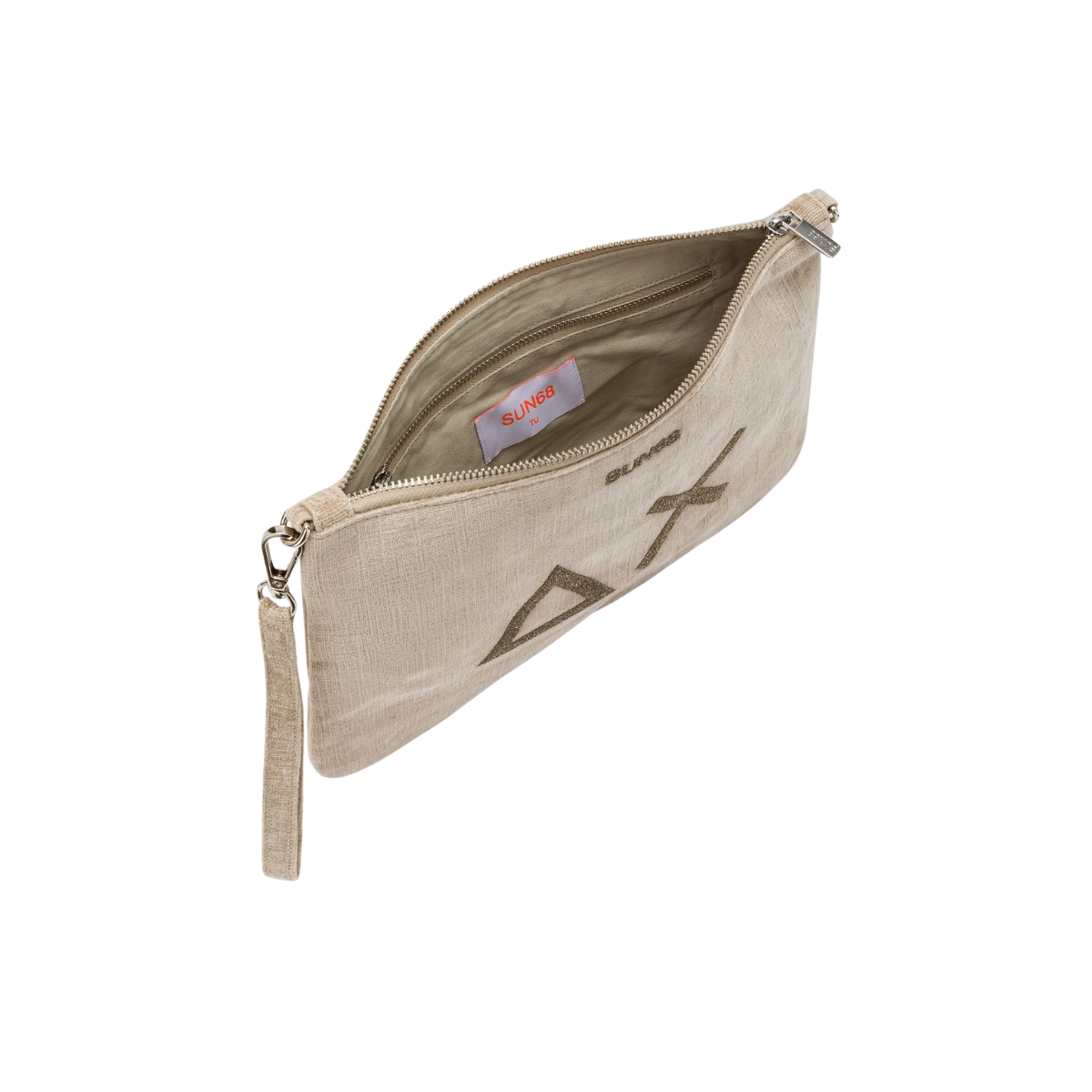 Sun 68 Pochette in Velluto con Logo Colore Beige