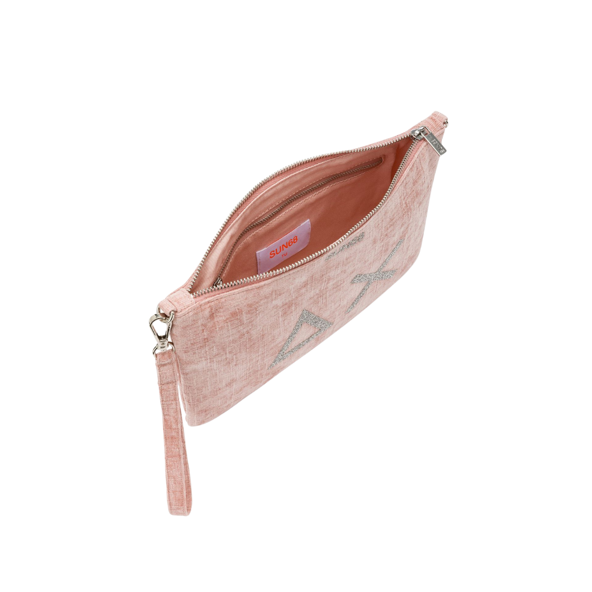 Sun 68 Pochette in Velluto con Logo Colore Rosa