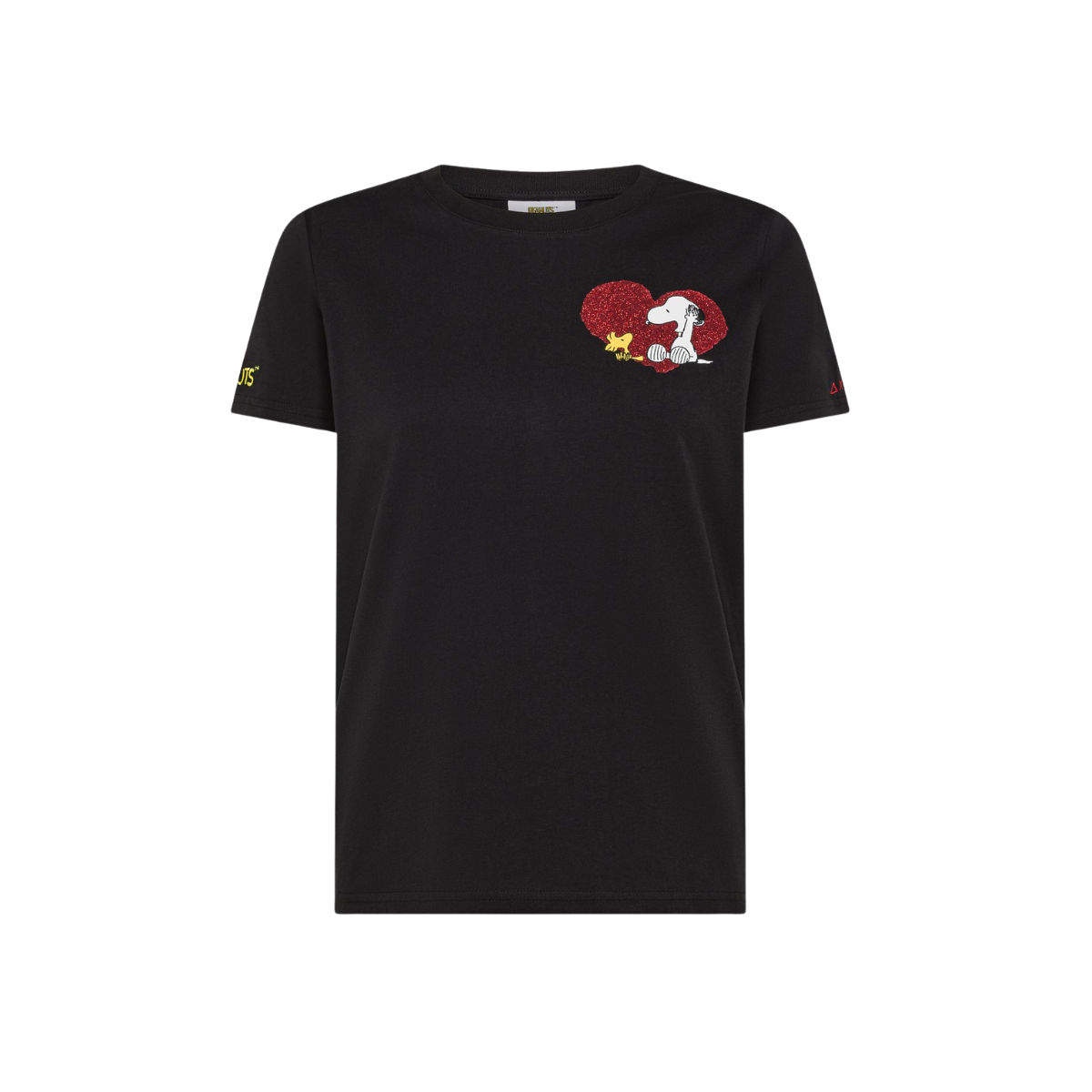 T-shirt Girocollo Peanuts in Jersey di Cotone Colore Nero