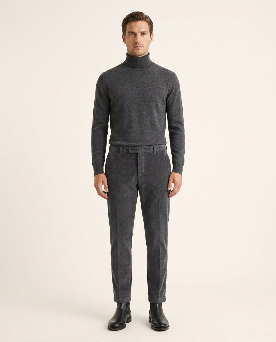 Grillo Sport Pantalone Uomo in Velluto Colore Antracite