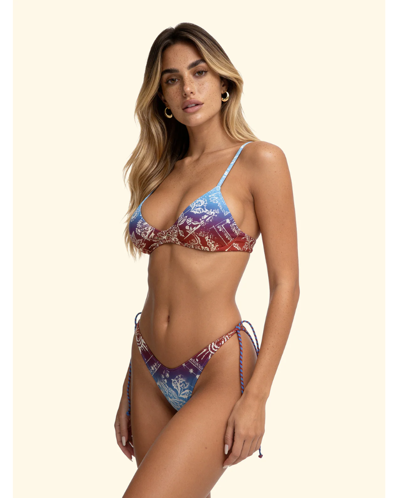 F**K  Bikini Donna Top Fisso con Slip Americano Regolabile Fantasia SW0441-X40