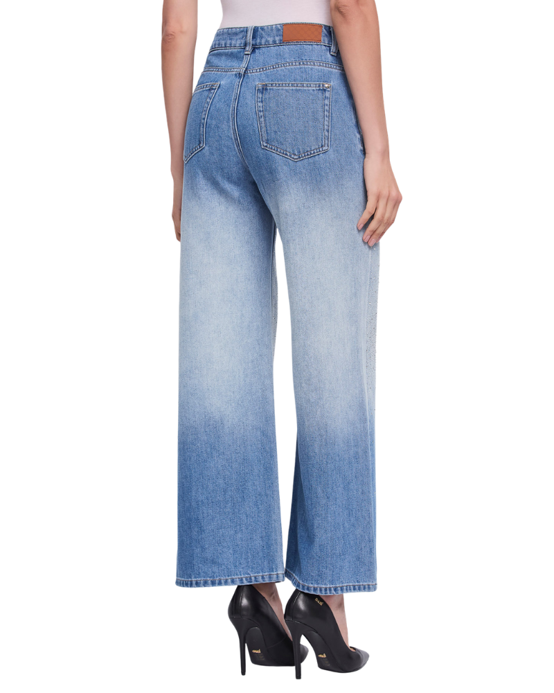 Gaudì Jeans Donna Wide Leg Denim con Strass