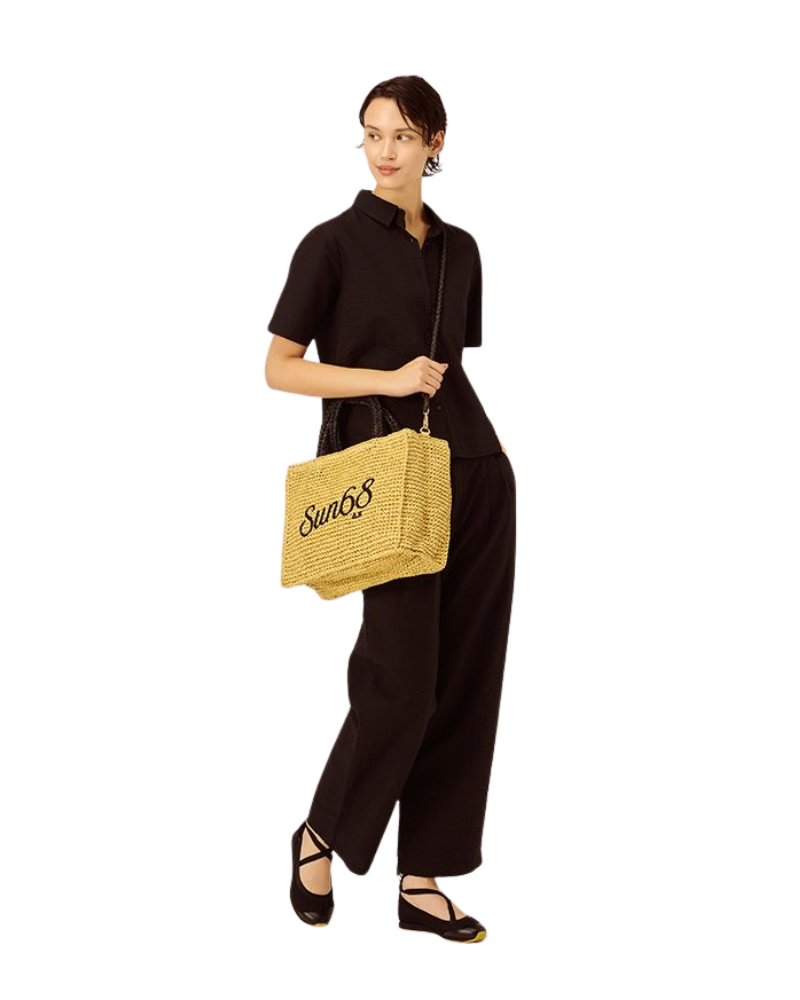 Sun68 Shopping Bag Cali Media in Rafia Colore Beige