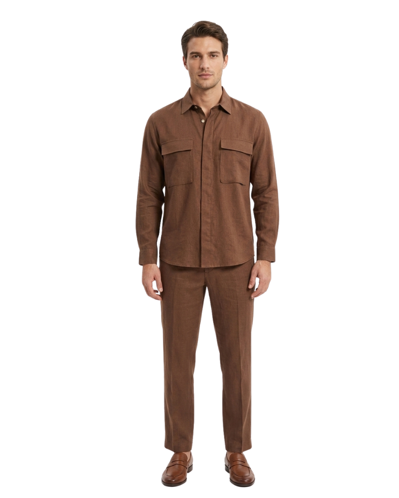 Grillo Sport Camicia Uomo Colore Marrone  con Tasche Frontali