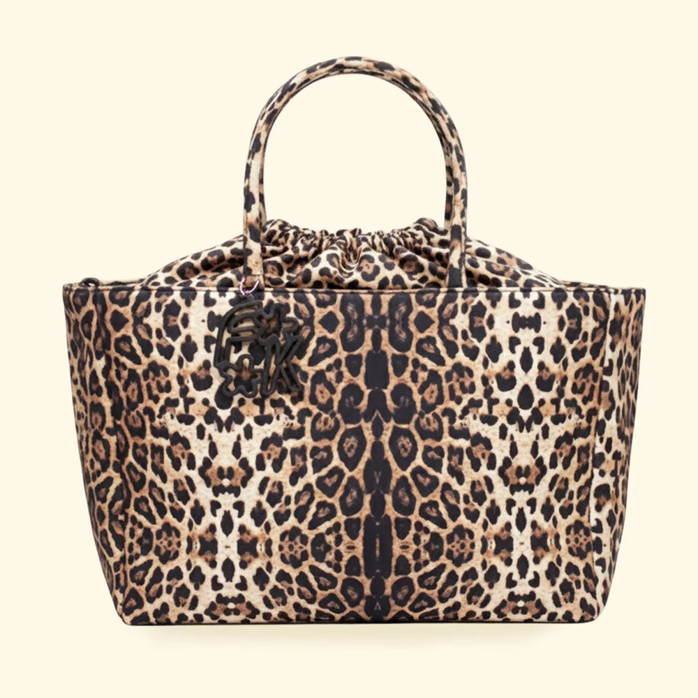 F**k Borsa Mare con Fantasia in Poliestere Leopardato