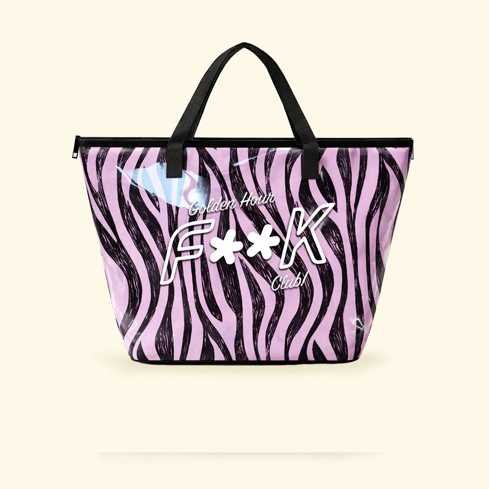 F**k Maxi Borsa Mare in PVC Colore Rosa/Nero
