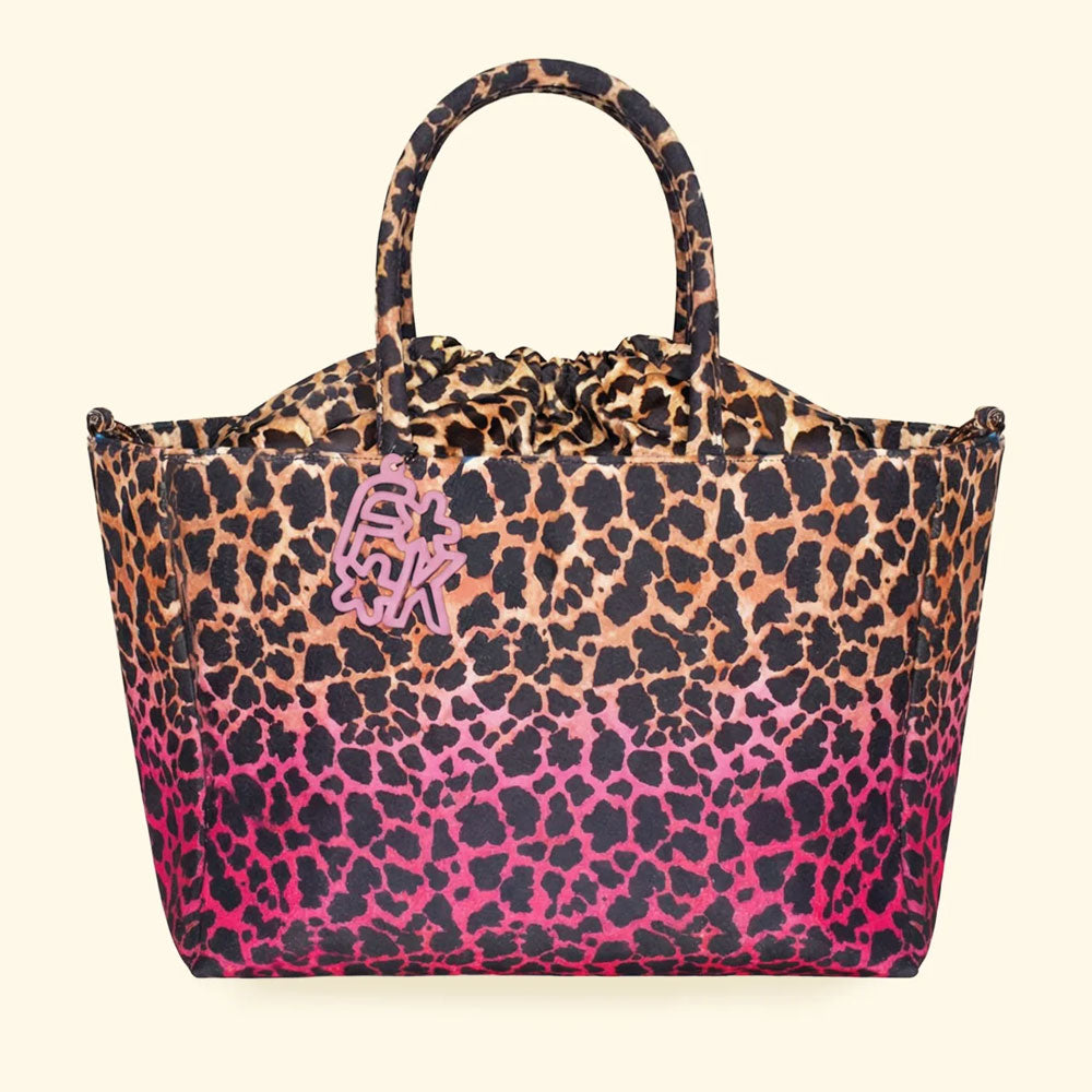 F**k Borsa Mare con Fantasia in Poliestere Colore Leopardato Rosa
