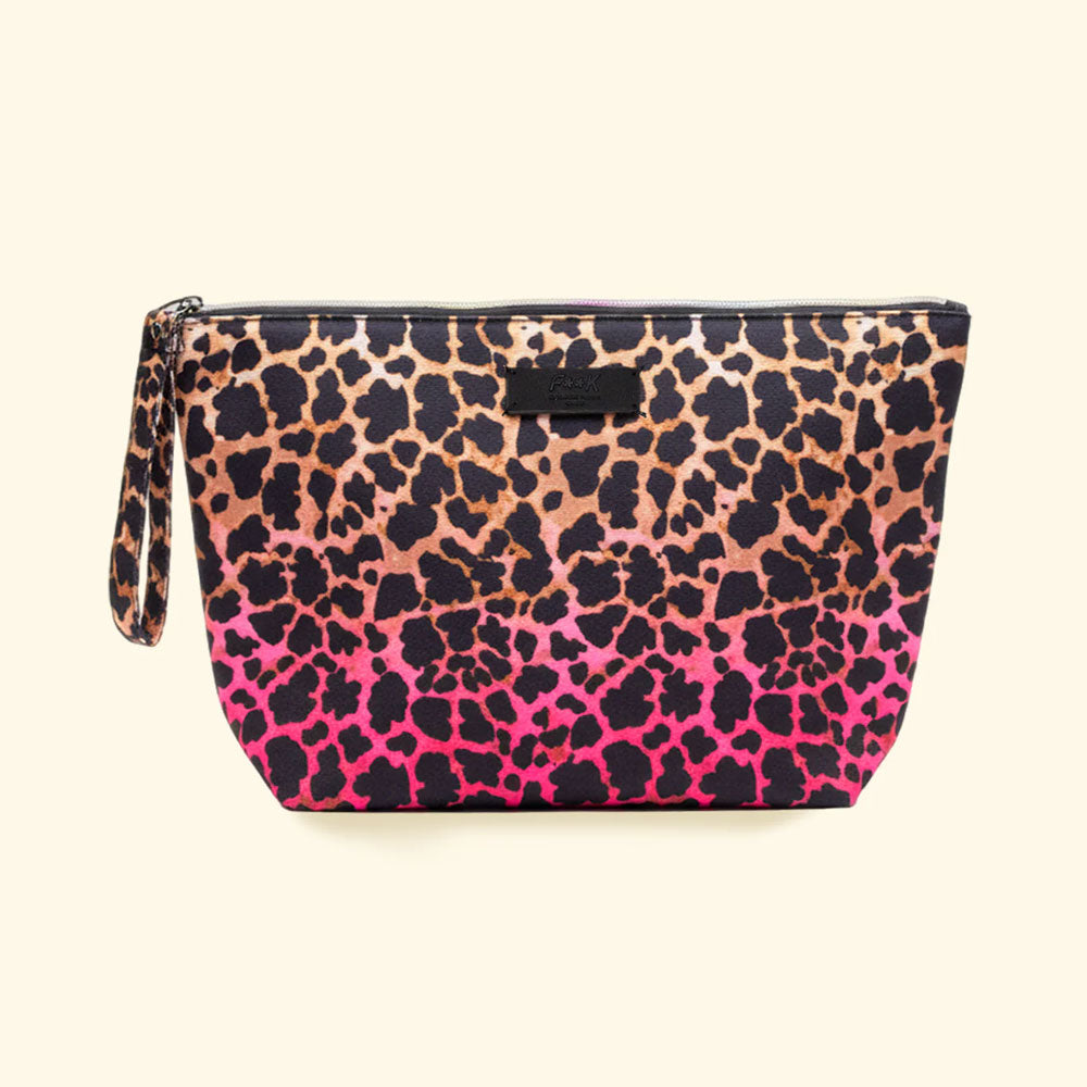 F**k Pochette con Manico Maxi con Fantasia Colore Leopardato Rosa