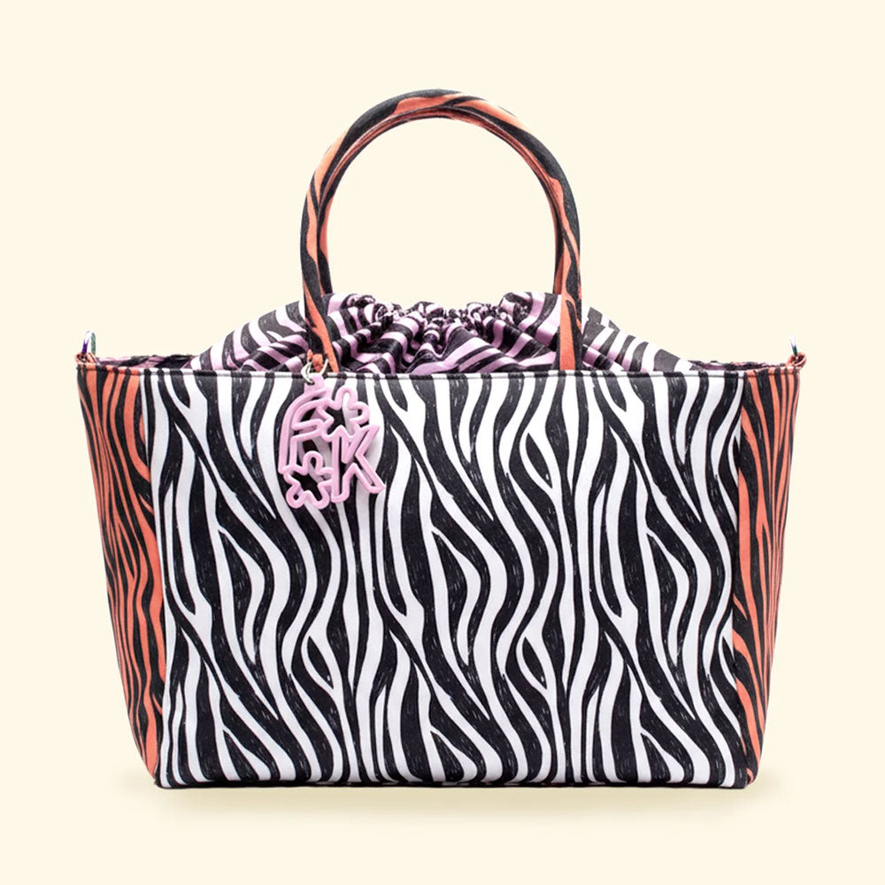 F**k Borsa Mare con Fantasia in Poliestere Colore Zebrato