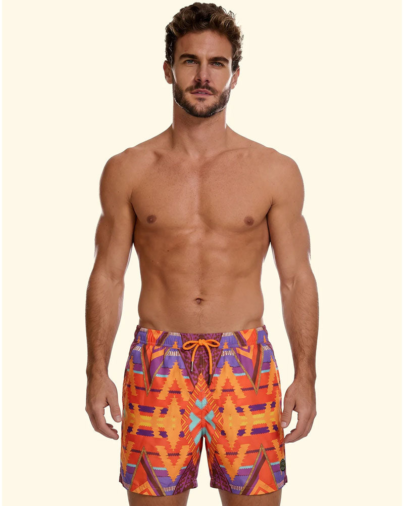 F**k Shorts Mare con Fantasia Colore Arancione
