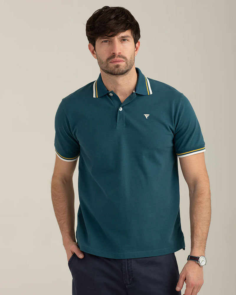 Fred Mello Polo in Piquet Stretch Colore Atlantic