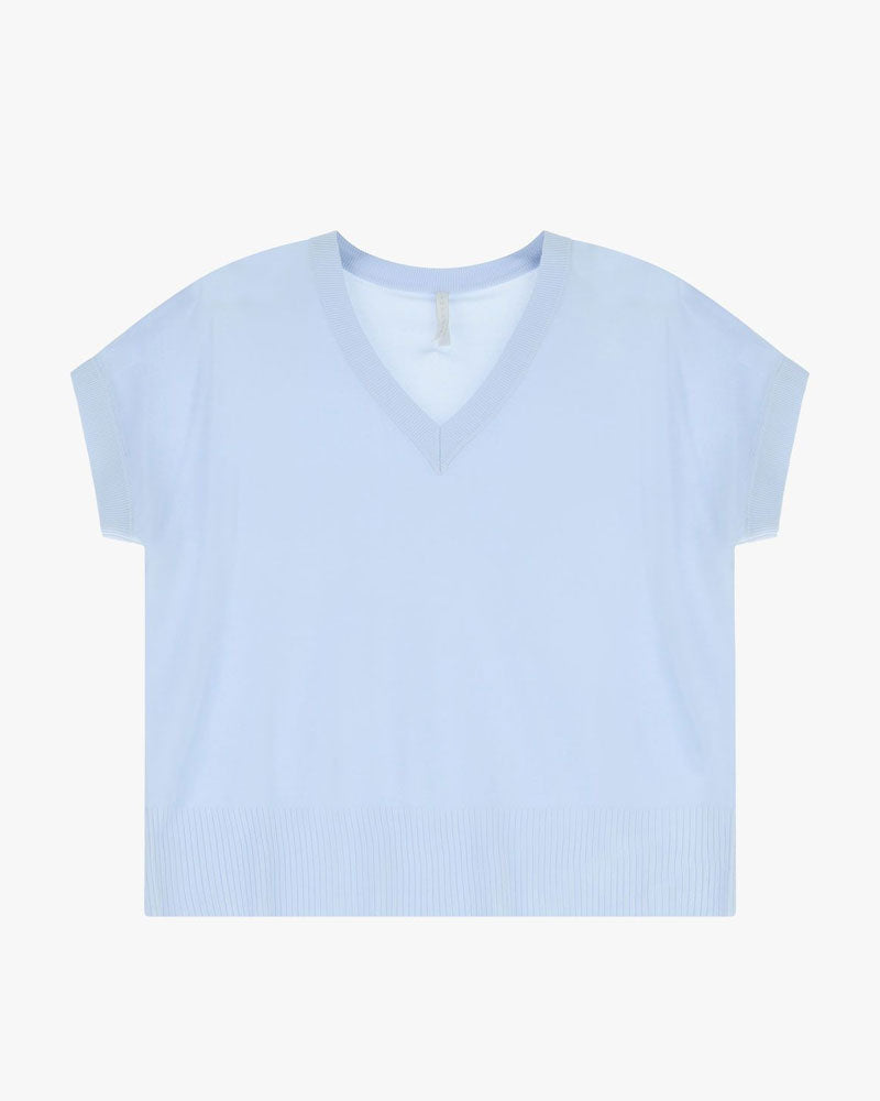 Imperial Maglione Corto Scollo a V Maniche Corte Colore Azzurro