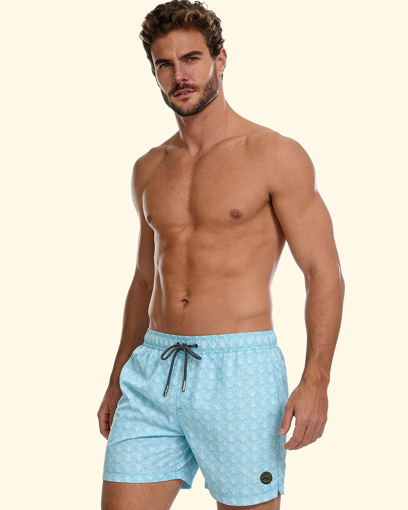 F**k Shorts Mare con Fantasia e Logo Colore Azzurro