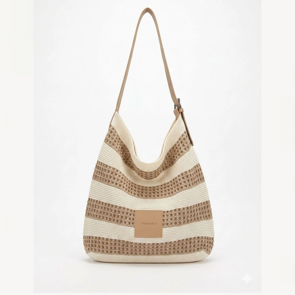 Vivienne D Borsa Mare a Righe Colore Beige