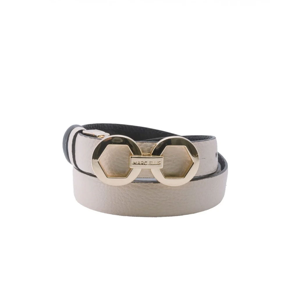 Marc Ellis Cintura con Logo Reversibile Colore Beige/Black/Gold