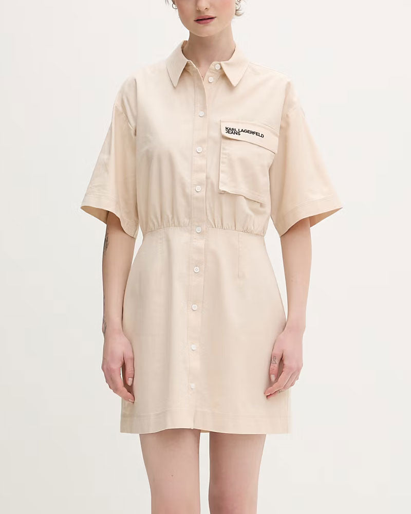 Karl Lagerfeld Abito Camicia in Cotone Colore Beige