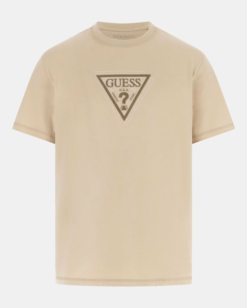 Guess T-Shirt Logo Triangolo Colore Beige