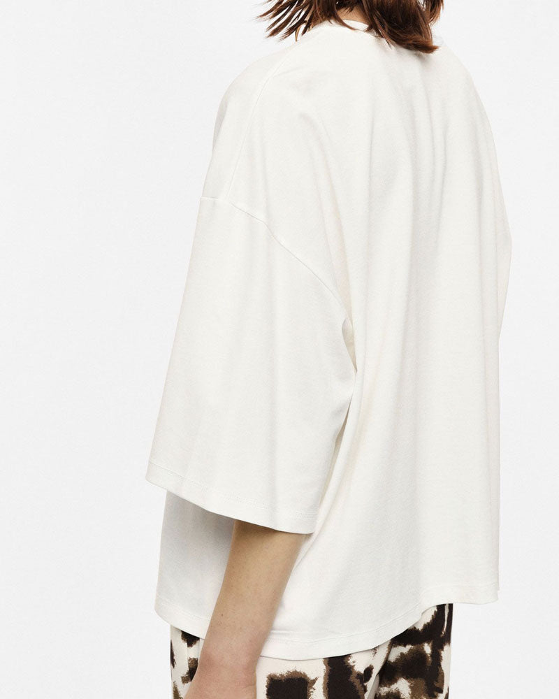 Imperial T-Shirt Ampia a Maniche Larghe con Girocollo Colore Panna