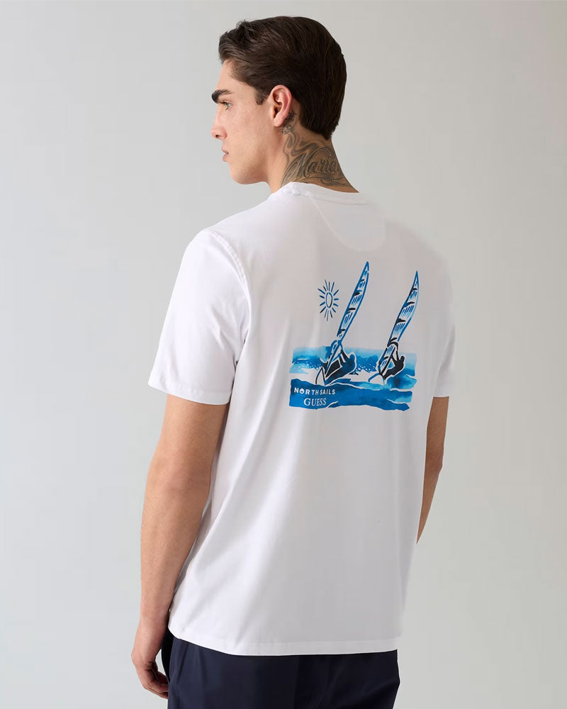 Guess T-Shirt con Logo Stampato Colore Bianco