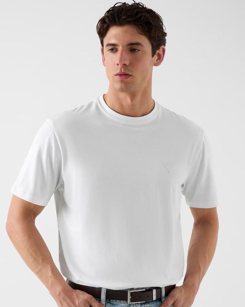 Guess T-shirt Uomo Logo Triangolo Colore Bianco