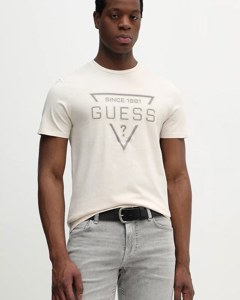 Guess T-Shirt con Logo Triangolare Colore Bianco