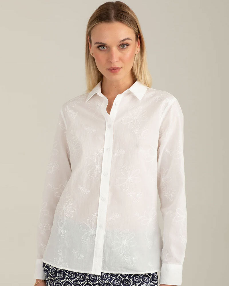 Fred Mello Camicia Manica Lunga Ricamata Colore Bianco
