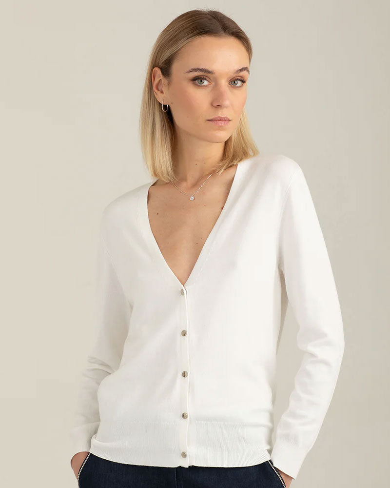 Fred Mello Cardigan Manica Lunga Colore Bianco