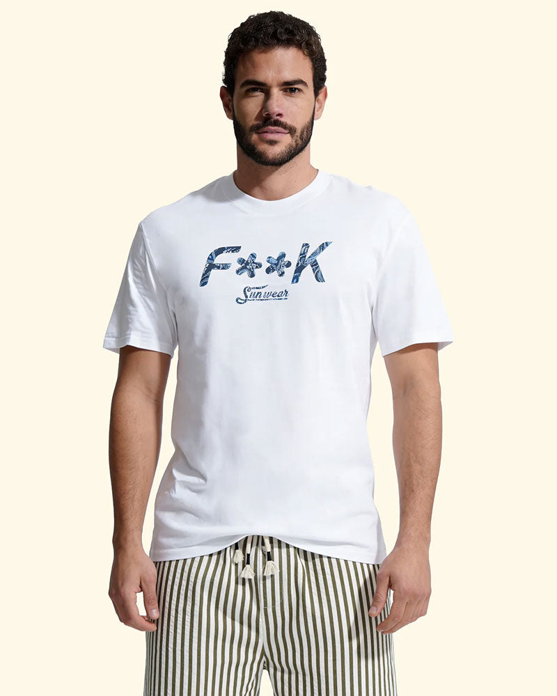 F**k T-Shirt con Stampa Colore Bianco