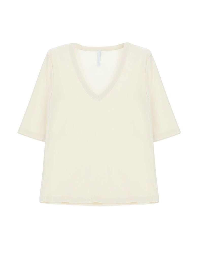 Imperial T-Shirt Scollo a V Maniche Lunghezza al Gomito Colore Bianco