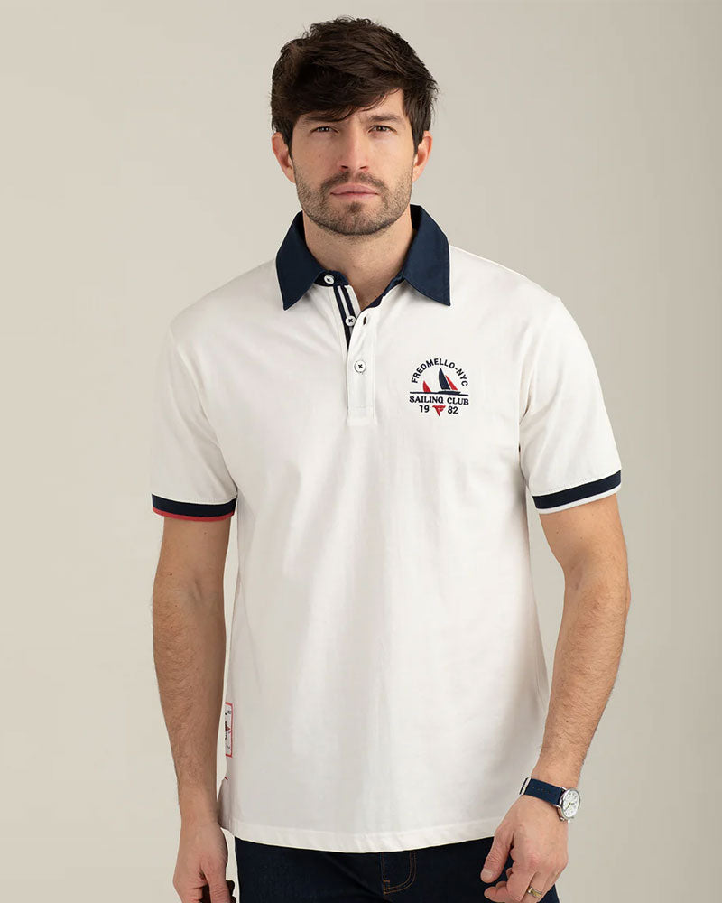 Fred Mello Polo con Stampa Colore Bianco