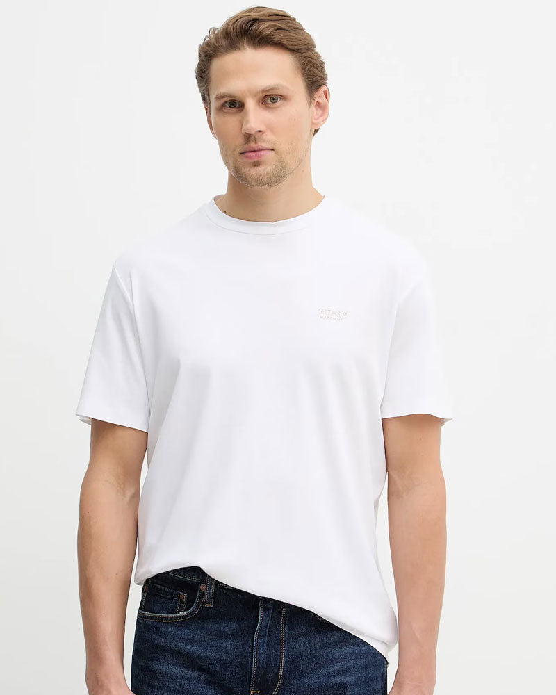 Guess T-Shirt con Logo con Seta Colore Bianco