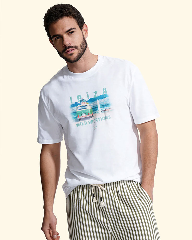 F**k T-Shirt con Stampa Ibiza Colore Bianco