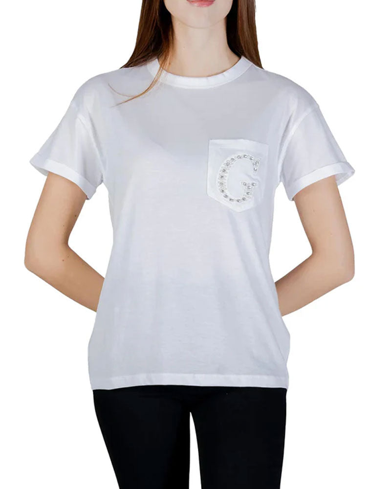 Guess T-Shirt con Taschino Logo Colore Bianco