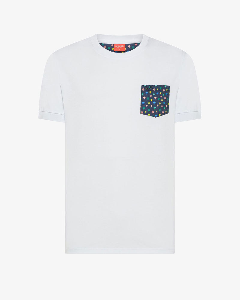 Sun68 T-Shirt con Taschino Colore Bianco/Blu