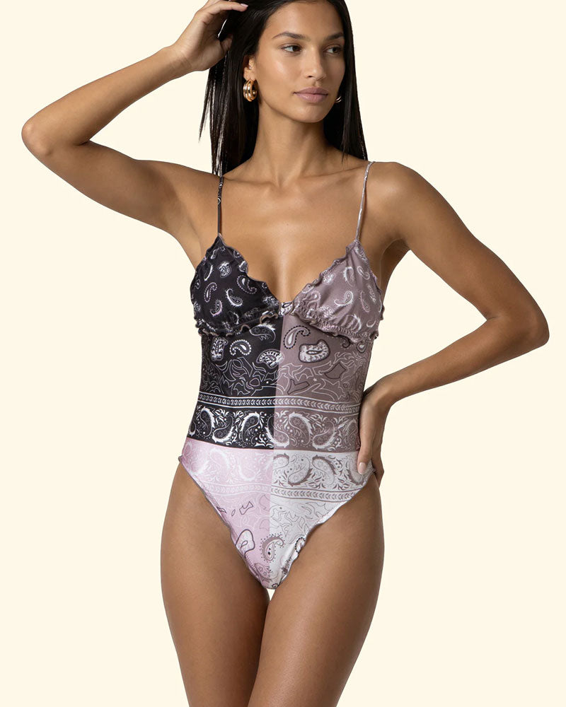 F**k Monokini con Fantasia Colore Bianco/Nero