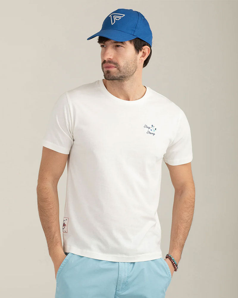 Fred Mello T-Shirt Girocollo con Grafica Ricamata Colore Bianco