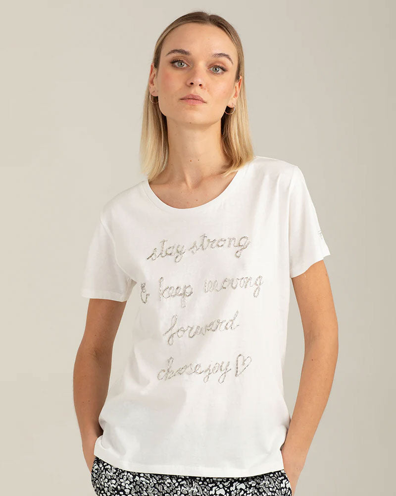 Fred Mello T-Shirt con Stampa Perline Colore Bianco