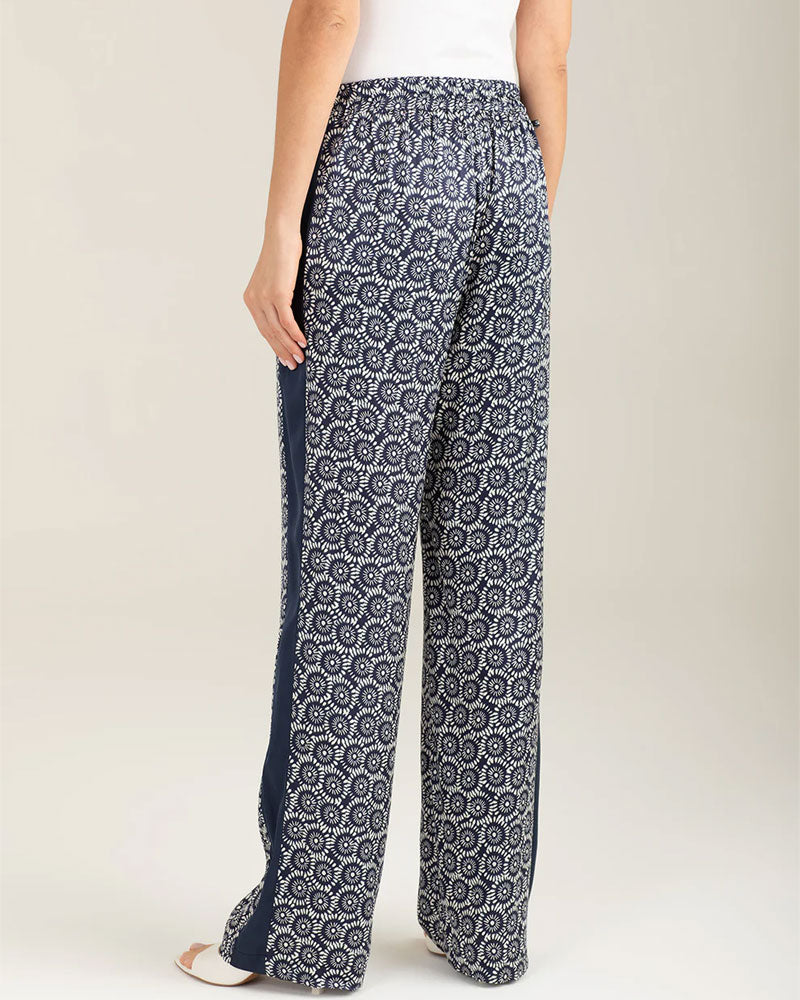 Fred Mello Pantalone in Raso Stampato Colore Blu