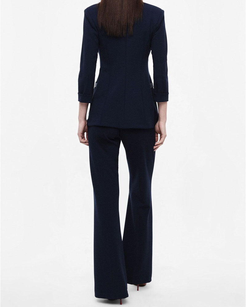 Imperial Pantaloni Flare Sartoriali Vita Alta Pinces Colore Blu