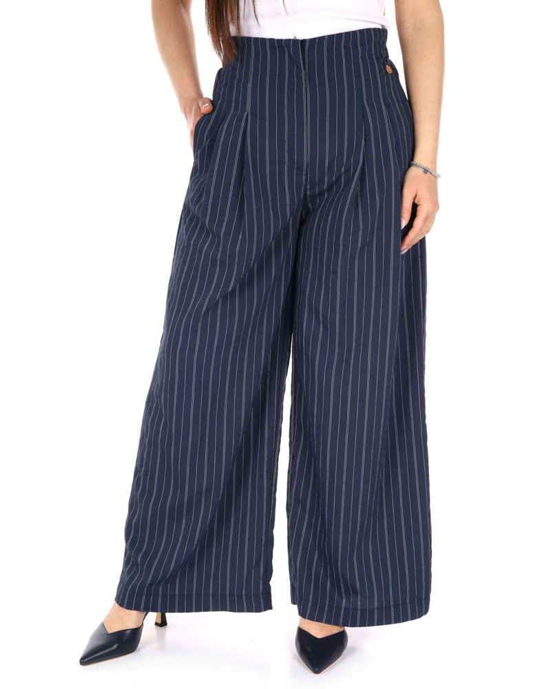 Yes Zee Pantaloni Ampi a Righe Colore Blu