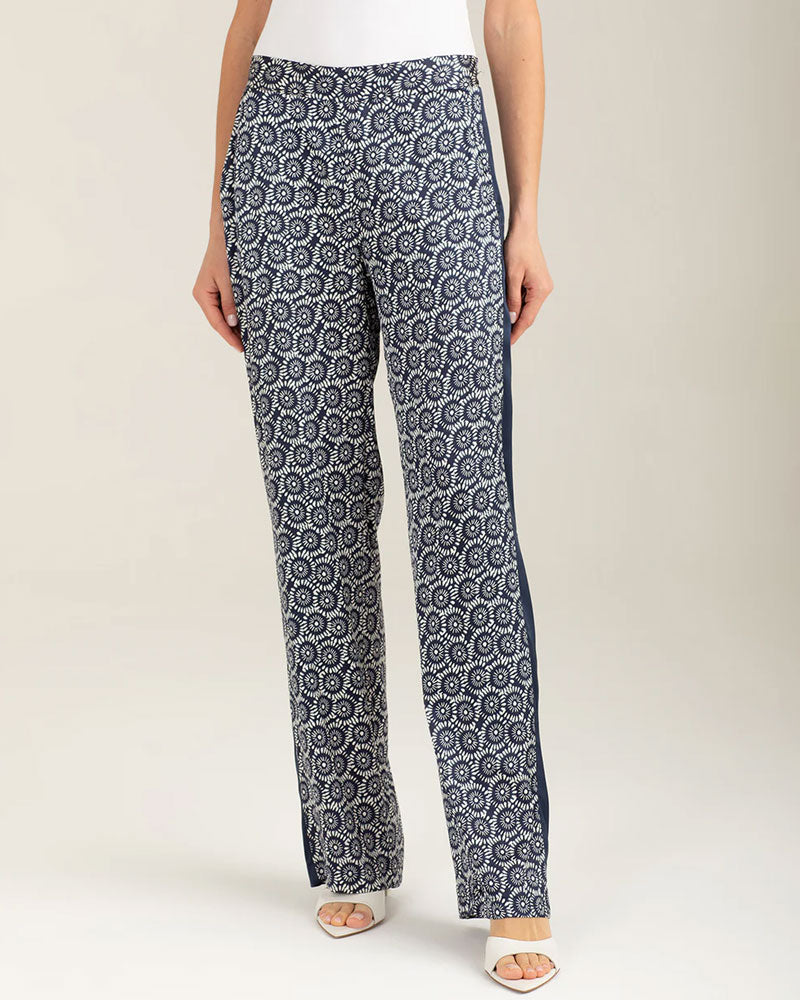 Fred Mello Pantalone in Raso Stampato Colore Blu
