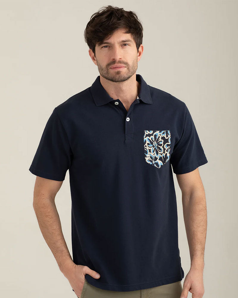 Fred Mello Polo a Manica Corta in Piquet Colore Blu