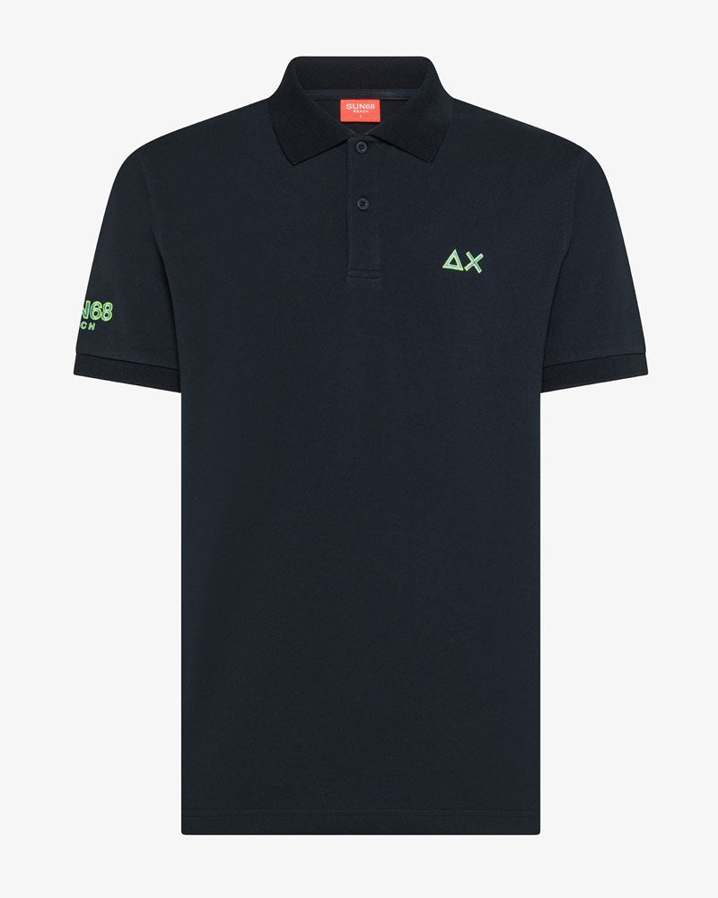 Sun68 Polo con Sottocollo a Contrasto Colore Blu Navy