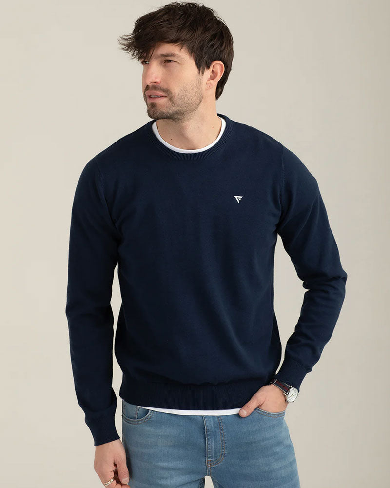 Fred Mello Maglia Girocollo a Maniche Lunghe Colore Blu