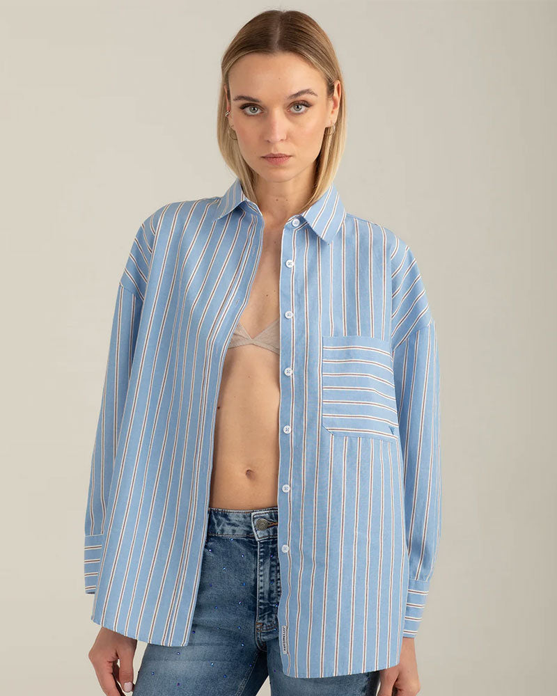 Fred Mello Camicia a Righe Colore Light Blue