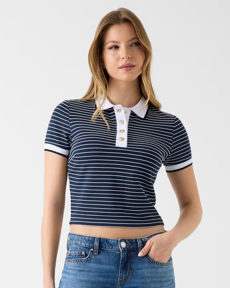 Guess Polo Manica Corte a Righe Colore Blu