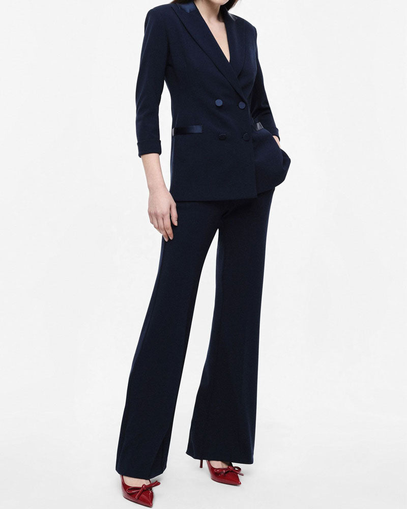 Imperial Pantaloni Flare Sartoriali Vita Alta Pinces Colore Blu