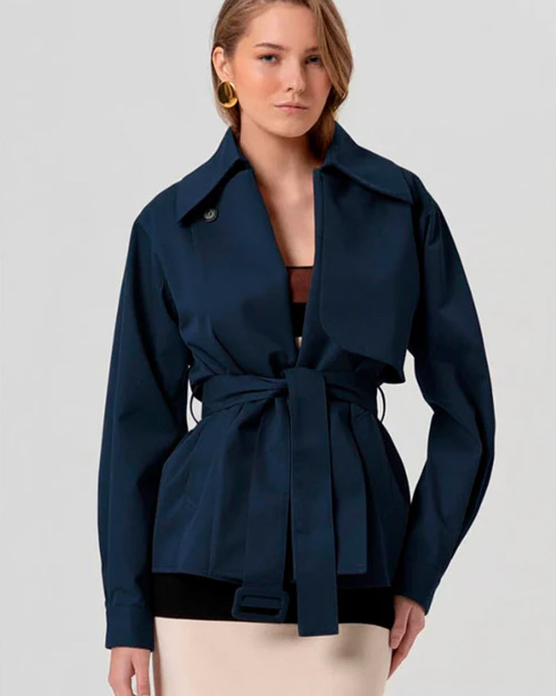Fracomina Giacca Over Trench Colore Blu