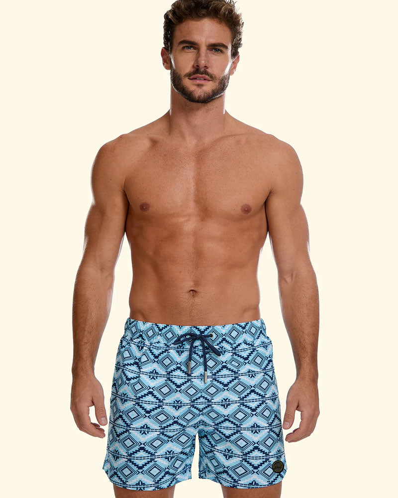F**k Shorts da Bagno con Fantasia Colore Blu